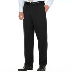 NEW Savane Mens Black Herringbone Dress Pants